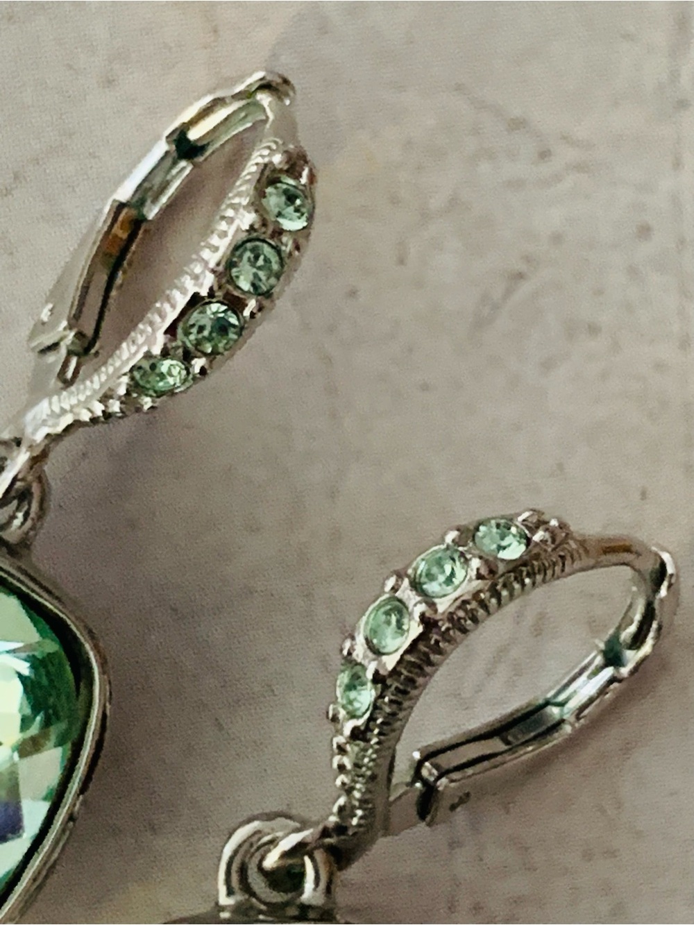 Givenchy Green Cushion-Cut Crystal Drop Earrings - Picture 3 of 5